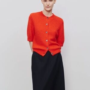 44OME ALPACA SHORT SLEEVE CARDIGAN Red Color Womens Size Small